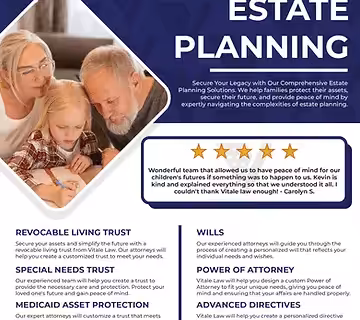 A graphic from Vitale Law Firm about their professional estate planning services 